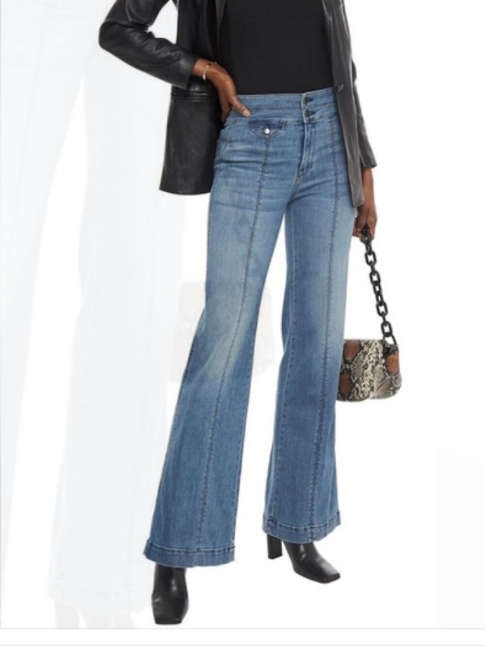 Veronica Beard Ember Wide Leg High Rise Medium Wash Flare Jeans 27/4 - Picture 14 of 14